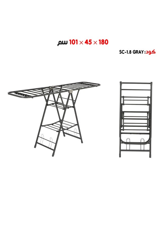 Clothes Drying Stand, 3-Tier Adjustable Clothes Drying Rack, Movable Carbon Steel Drying Rack for Indoor & Outdoor Use (Black 101*45*180cm) - Image 1